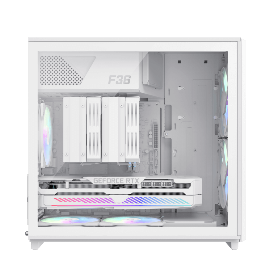 GameMax F36 WH Gaming Case | White Micro-ATX Airflow Tempered Glass Chassis | F36WH
