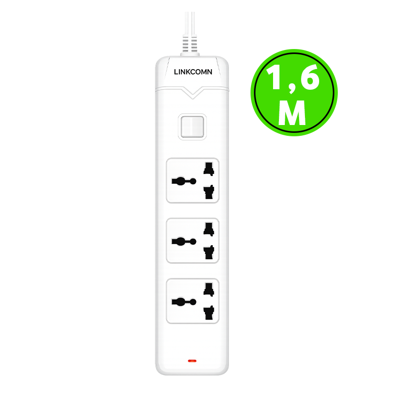 LINKCOMN MARSRIVA LC-PS301 3-Outlet Power Strip with 1.6m Power Extension Cable | 301
