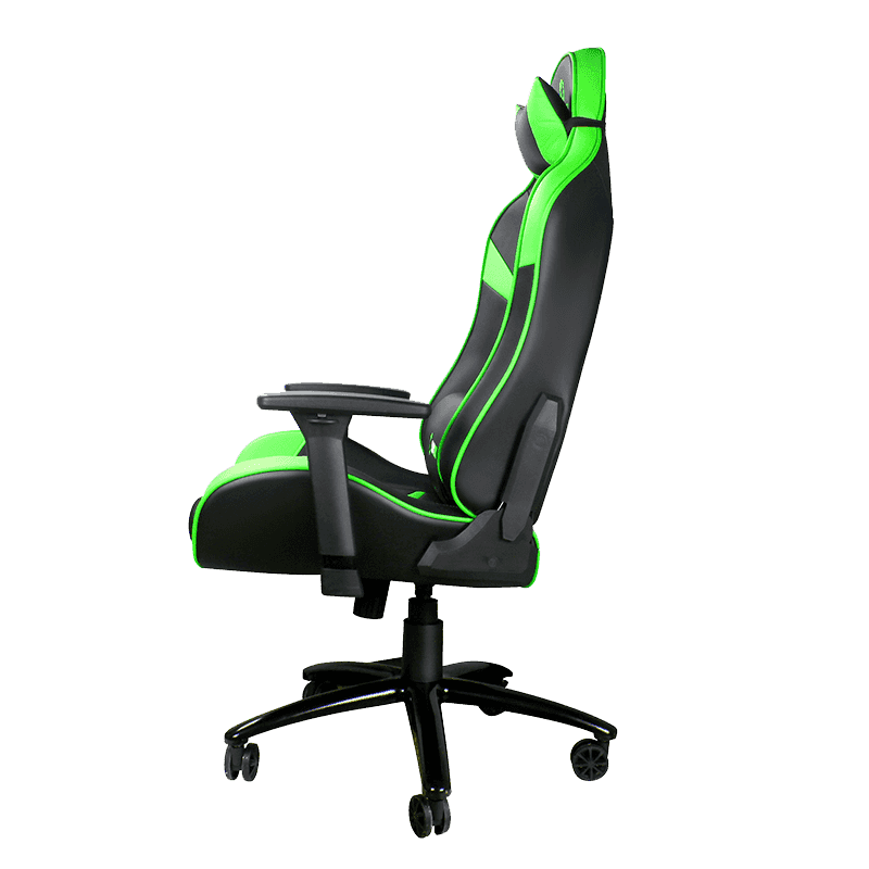 GAMEMAX GCR08 GREEN High Quality PU Leather Black/Green Gaming Chair, Rocking Range 0 - 180 degree, Butterfly Mechanism Type |