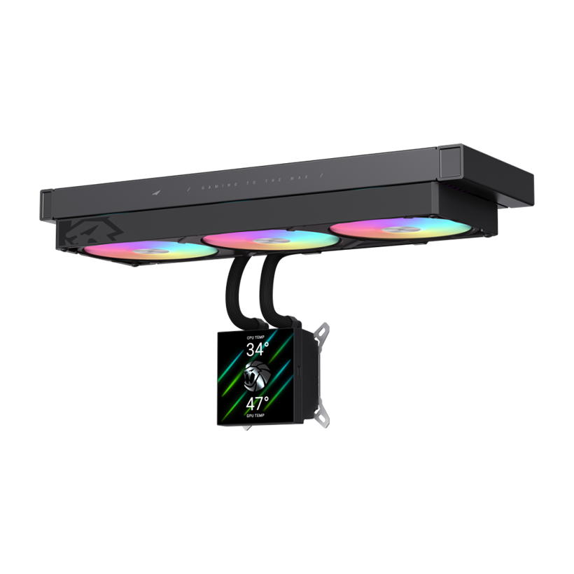 GameMax GLACIER 360 LCD BK RGB Liquid CPU Cooler – 360mm AIO with 3.95" LCD Display & 330W TDP Cooling