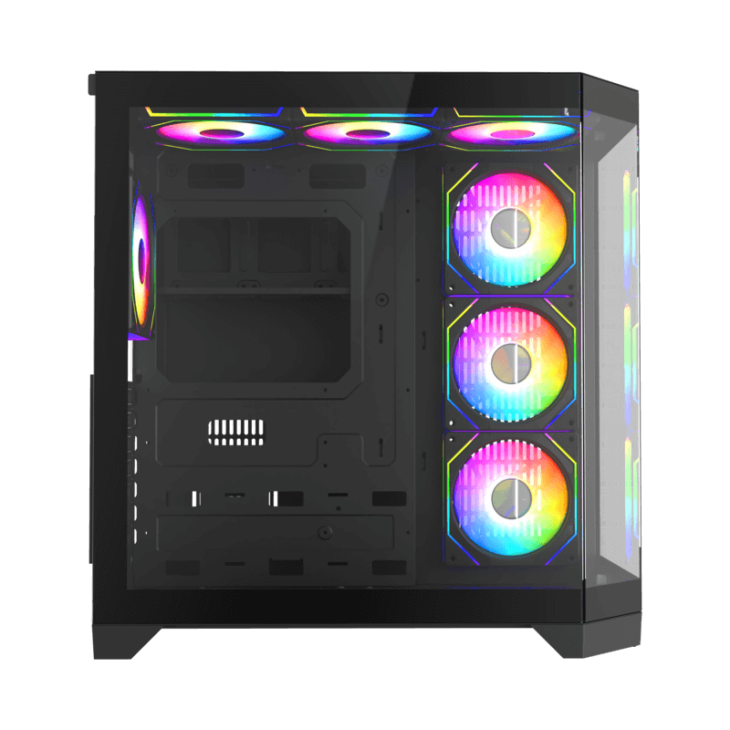 GameMax HYPE-A Black Case 270° Panoramic Triple Glass ARGB Gaming Chassis