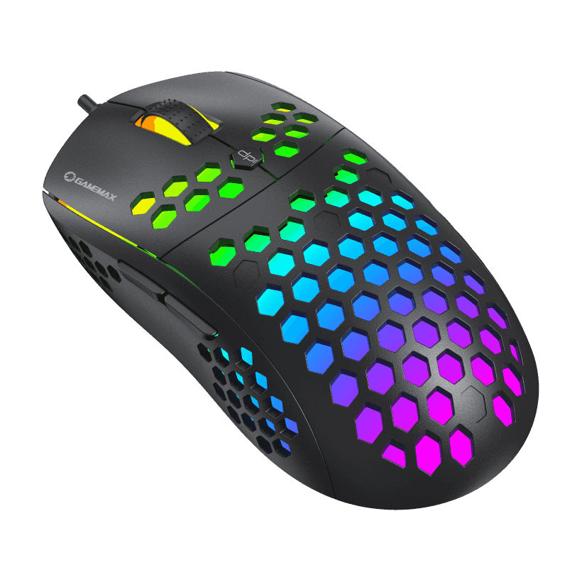 GAMEMAX MG8 RGB Mouse With Comfortable Design And Multi LED Lights And High Definition Optical Tracking Fits Various Devices - Black