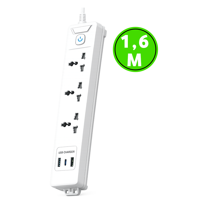 LINKCOMN MARSRIVA LC-PS303 3-Outlet / 2 USB / 1 Type-C Power Strip with 1.6m Power Extension Cable | 303