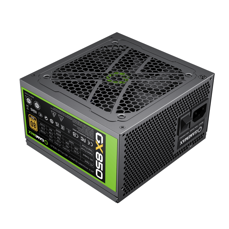 GameMax GX-850 Power Supply | 850W 80 Plus Gold ATX PSU with LLC + DC-DC Design & FDB Silent Fan (Non-Modular)| {GX850}