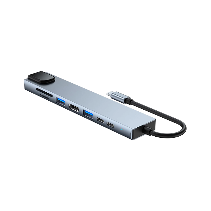 Type-C to HDTV Docking 8in1 HUB, 8 in 1 USB C Adapter with 4K HDMI, 100W PD, USB C Port, USB 3.0, RJ45 Ethernet, SD/TF Card Reader & More