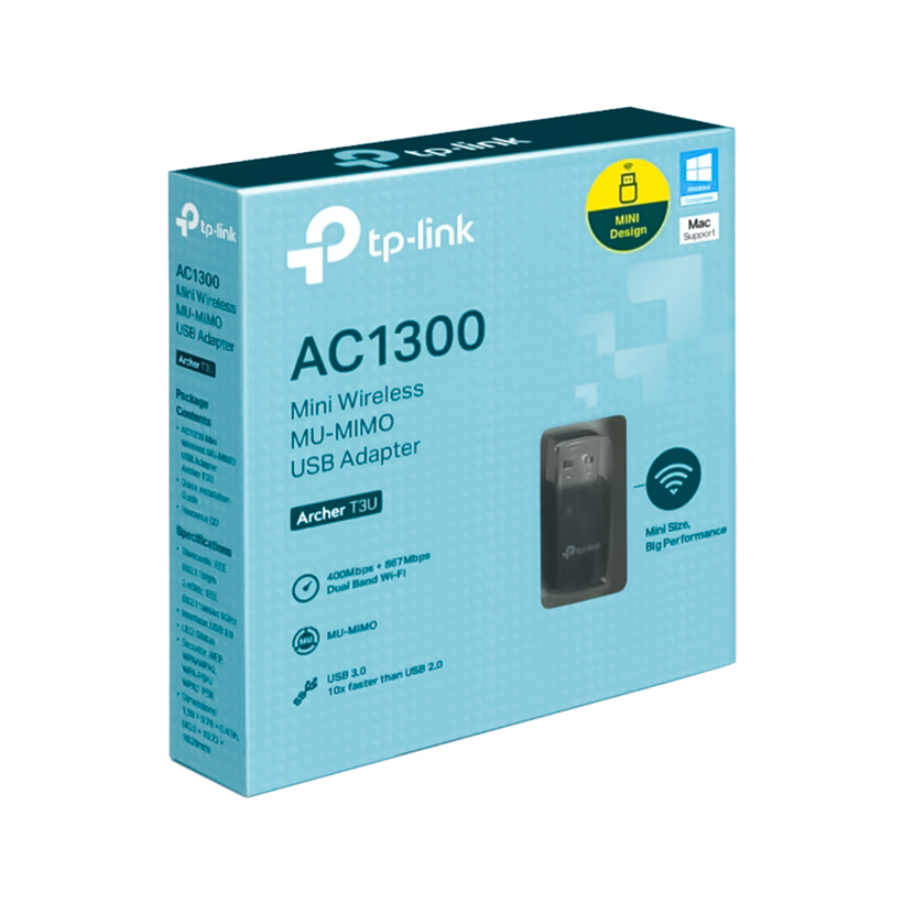 TP-LINK AC1300 Mini Wireless MU-MIMO USB ( AC_ 1300 Archer T3U )- 2.4G/5G Dual Band Wireless Network Adapter Model by TPLINK