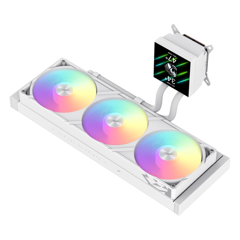GameMax GLACIER 360 LCD WH RGB Liquid CPU Cooler – 360mm AIO with 3.95" LCD Display & 330W TDP Cooling | GLACIER 360