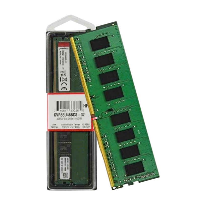 Kingston Ram 32GB 5600MT/s DDR5 Non-ECC CL46 DIMM 2Rx8, Desktop, KVR56U46BD8-32 ValueRAM DDR5 Memory Module