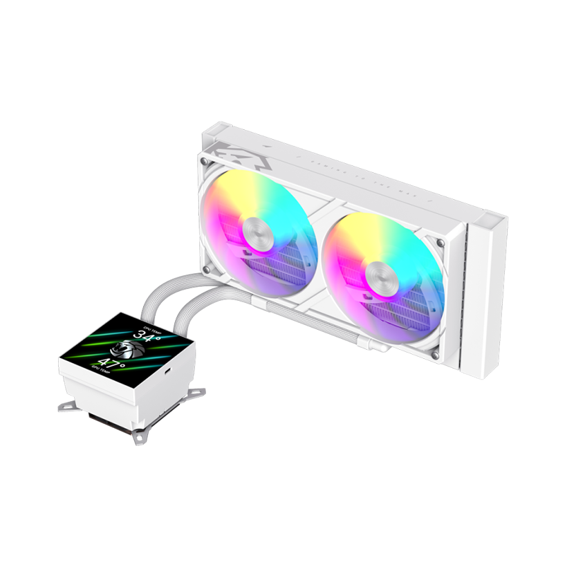 GameMax GLACIER 240 LCD WH RGB Liquid CPU Cooler – 240mm AIO with 3.95" LCD Display & 280W TDP Cooling