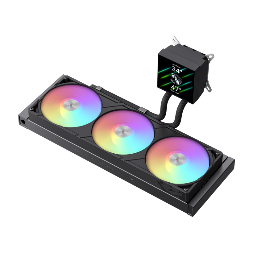 GameMax GLACIER 360 LCD BK RGB Liquid CPU Cooler – 360mm AIO with 3.95" LCD Display & 330W TDP Cooling