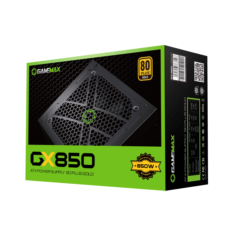 GameMax GX-850 Power Supply | 850W 80 Plus Gold ATX PSU with LLC + DC-DC Design & FDB Silent Fan (Non-Modular)| {GX850}
