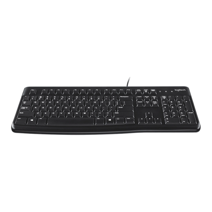Logitech K120 Wired Keyboard for Windows, Plug and Play, Full-Size, Spill-Resistant, Curved Space Bar, Compatible with PC, Laptop - Black