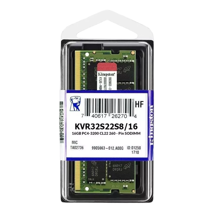 Kingston ForLaptop Ram 16GB DDR4 3200MHz CL22 Non-ECC SODIMM module KINGSTON 16GB | { KVR32S22S8 /16 }