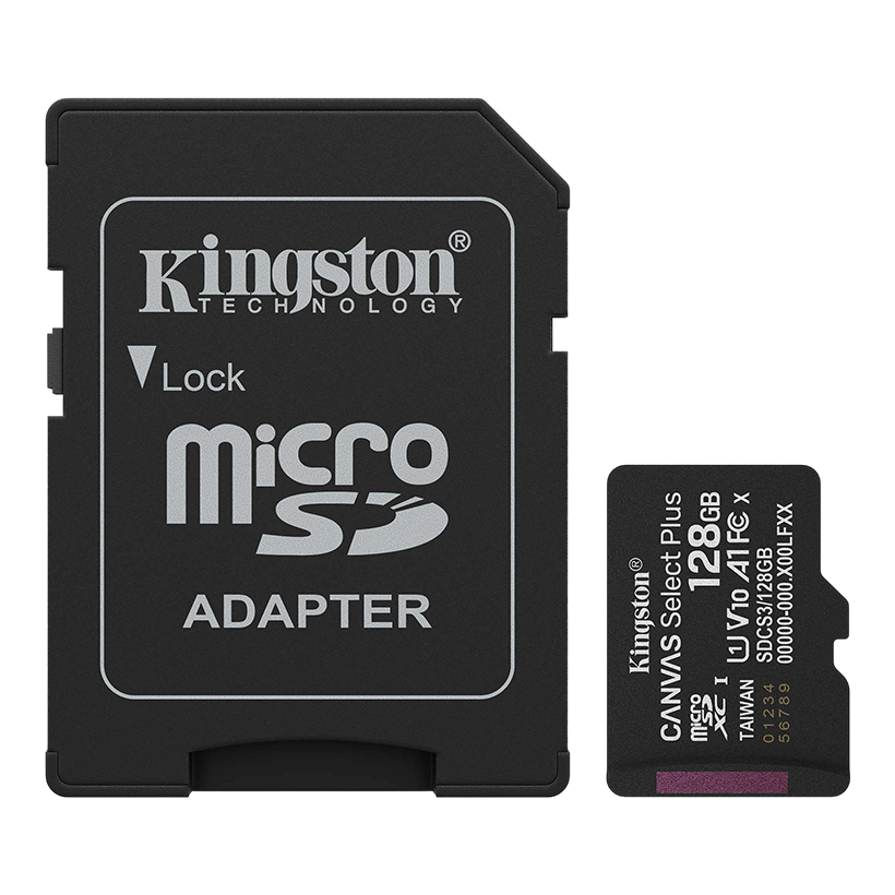 Kingston Canvas Select Plus 128GB microSD Memory Card – Class 10, U1, A1