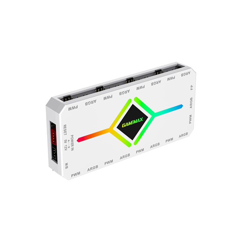 GameMax V4.0 ARGB HUB PWM WH – 5V Addressable RGB & PWM Fan Control Hub