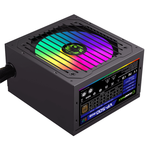 GameMax VP-500-RGB PSU – 500W 80 Plus Bronze Semi-Modular ATX Power Supply with RGB Lighting | { VP_ 500 }