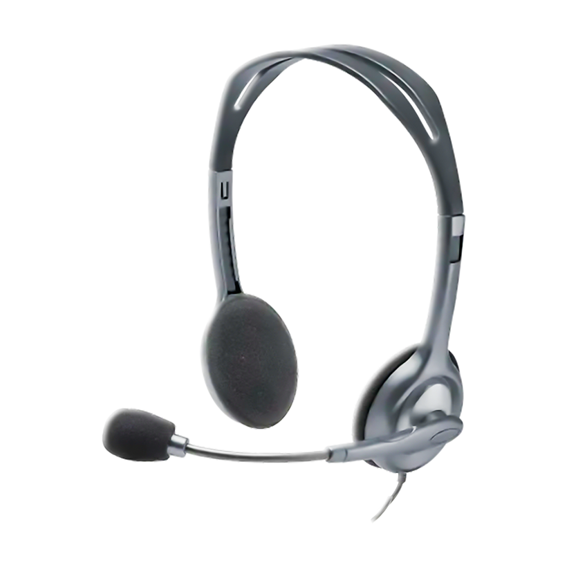 Logitech H111 Wired Stereo Headset On Ear Headphones With Mic Black - Black ( H 111  )