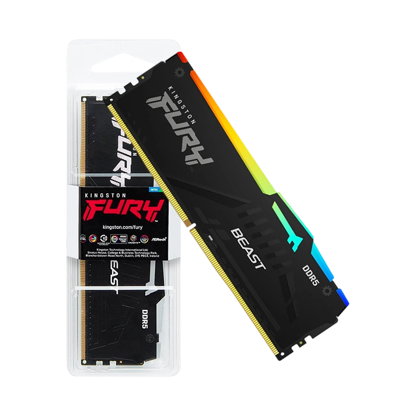 Kingston Fury Beast RGB 16GB 6000MT/s KF560C36BBE2A-16 DDR5 CL36 Desktop Memory | AMD Expo | Single Module |  Style and High-end Performance