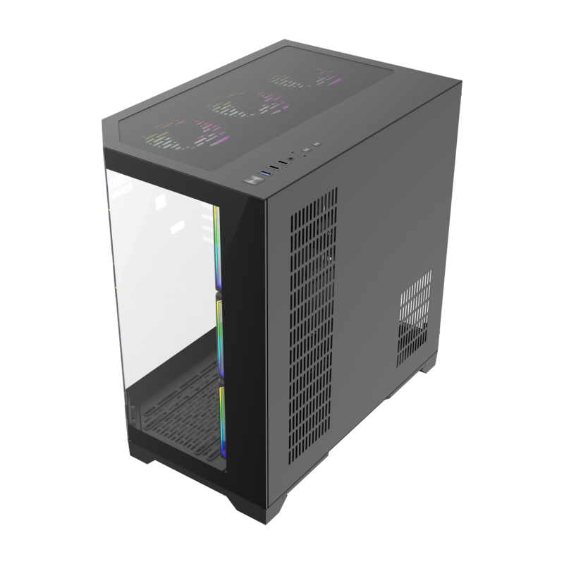 GameMax HYPE-A Black Case 270° Panoramic Triple Glass ARGB Gaming Chassis