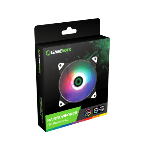 GameMax GMX-FN-12 Rainbow-C2 ARGB Fan – Centre Light Design Aura Sync Compatible Cooling Fan with Dual Power Connectors