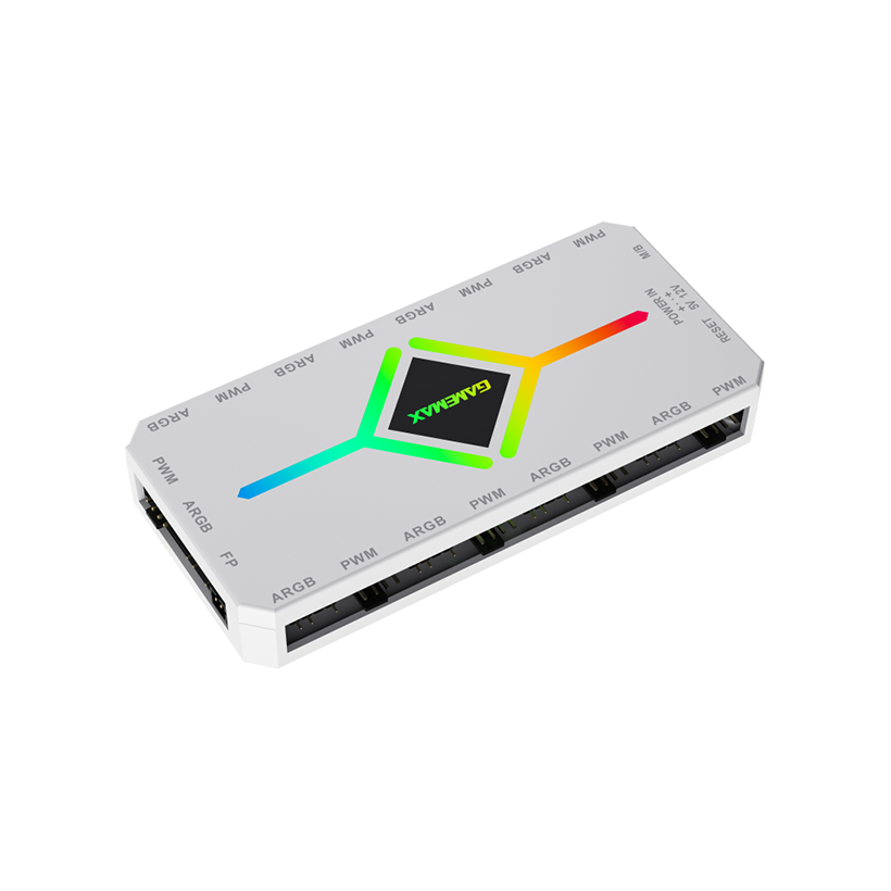 GameMax V4.0 ARGB HUB PWM WH – 5V Addressable RGB & PWM Fan Control Hub