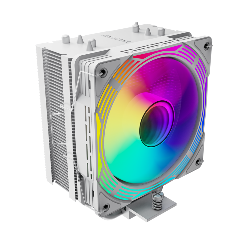 GameMax Ice Force WH CPU Air Cooler | White Tower CPU Cooler with 200W TDP, 4 Heat Pipes & ARGB Infinity Lighting