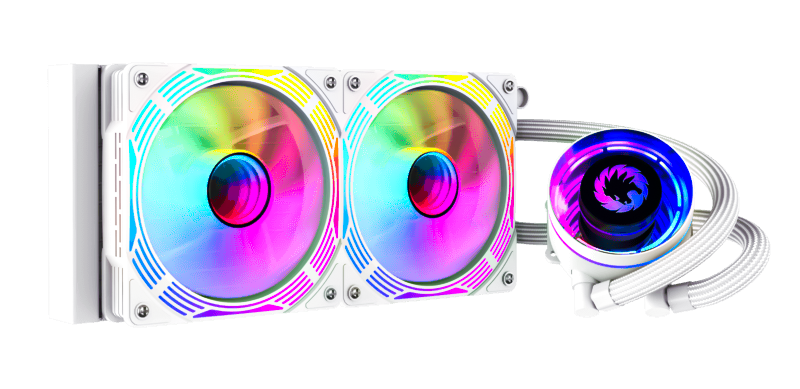 GameMax IceChill 240V WT ARGB Liquid Cooler | 240mm AIO Cooling System with 250W TDP, Rotatable Pump & Dual PWM Fans
