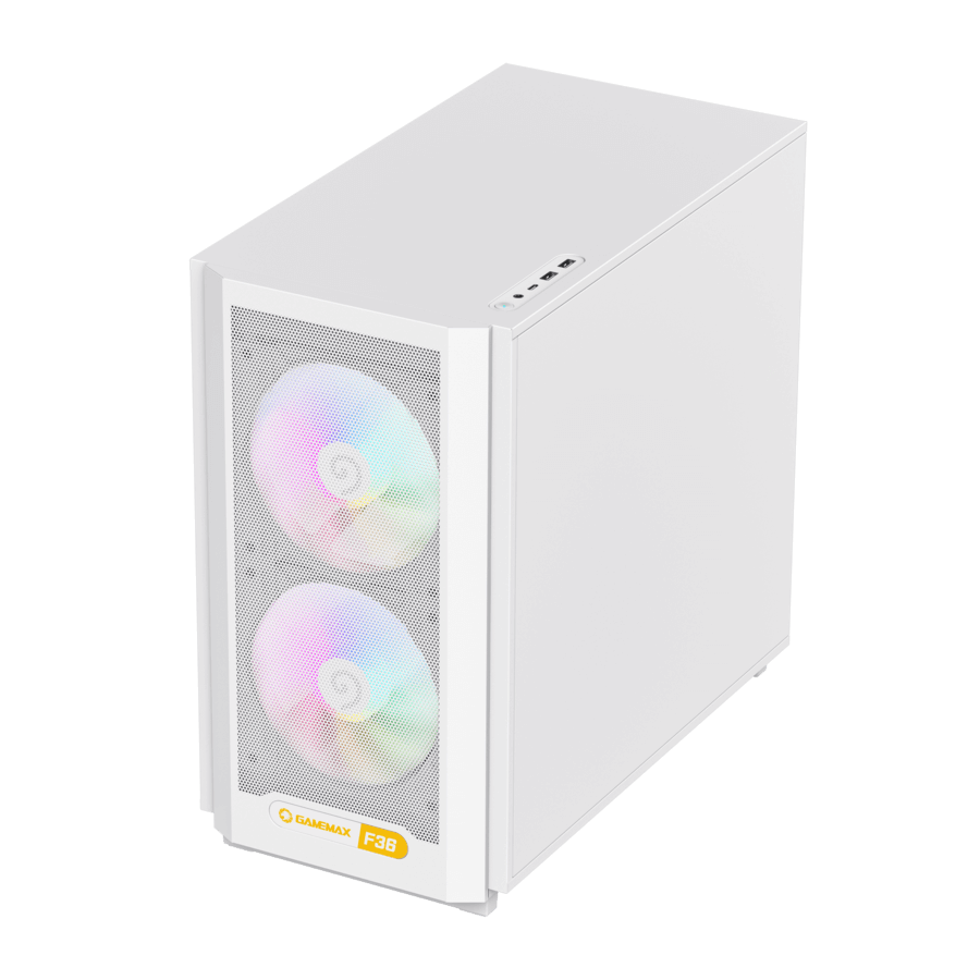GameMax F36 WH Gaming Case | White Micro-ATX Airflow Tempered Glass Chassis | F36WH