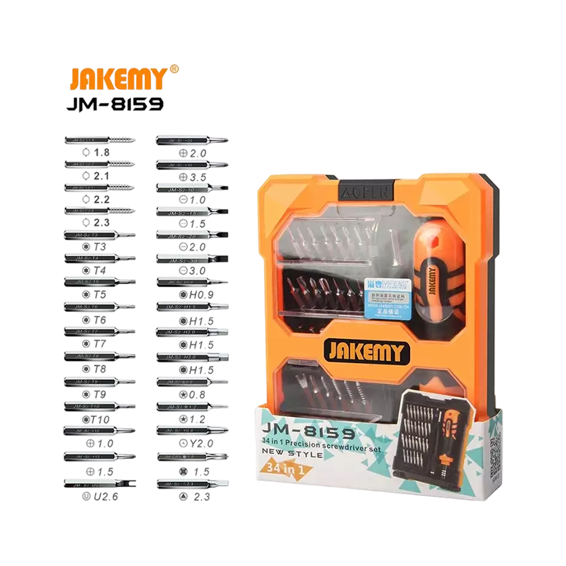 JAKEMY JM-8159 34-in-1 Precision Screwdriver Set with Spudger & Tweezers – For Electronics Repair JM_ 8159