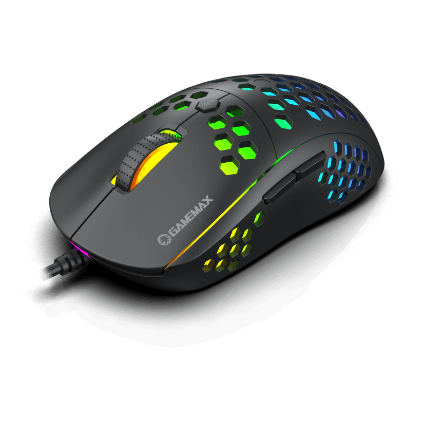 GAMEMAX MG8 RGB Mouse With Comfortable Design And Multi LED Lights And High Definition Optical Tracking Fits Various Devices - Black