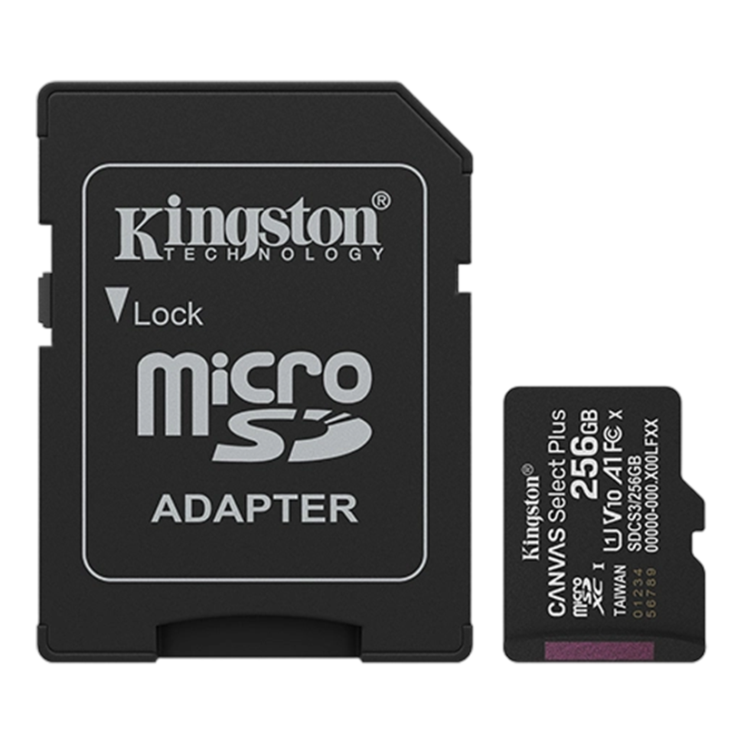 Kingston Canvas Select Plus microSD Card – 256GB – Class 10, U1, A1