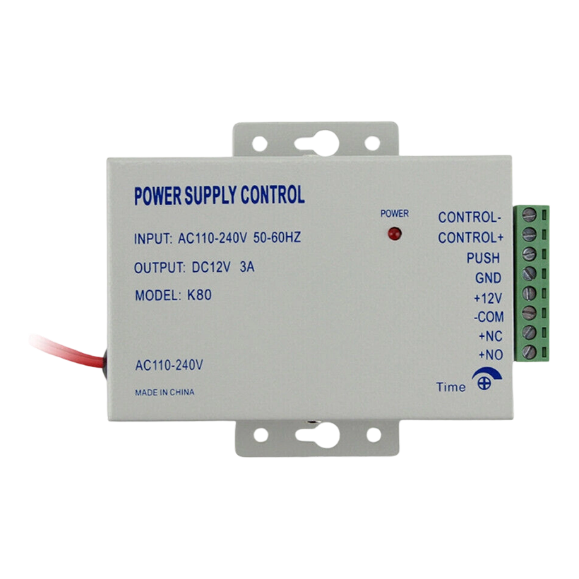 K80 12V 3A Power Supply Control for Video Door Phone System & Video Intercom Input AC 110-240V Support NO/NC Electric Door Lock and Exit Button Video Doorbell Power Supply