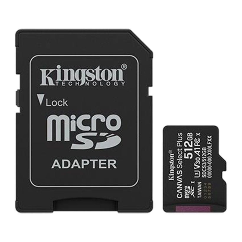 Kingston Canvas Select Plus microSD Card – 512GB – Class 10, U1, A1