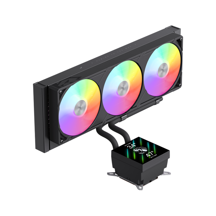 GameMax GLACIER 360 LCD BK RGB Liquid CPU Cooler – 360mm AIO with 3.95" LCD Display & 330W TDP Cooling