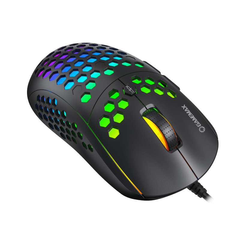 GAMEMAX MG8 RGB Mouse With Comfortable Design And Multi LED Lights And High Definition Optical Tracking Fits Various Devices - Black