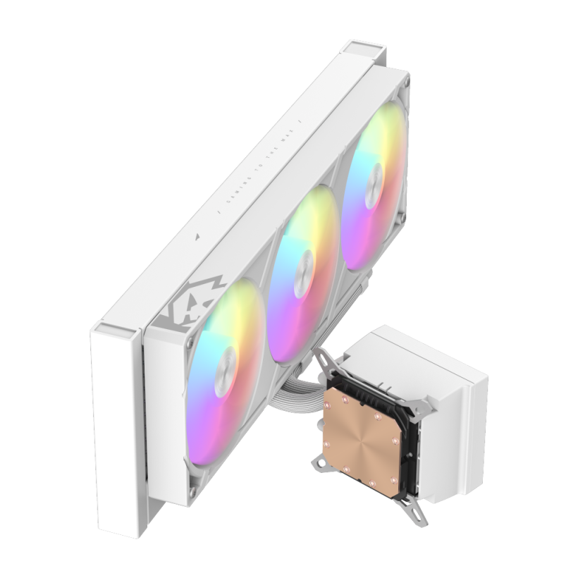 GameMax GLACIER 360 LCD WH RGB Liquid CPU Cooler – 360mm AIO with 3.95" LCD Display & 330W TDP Cooling | GLACIER 360