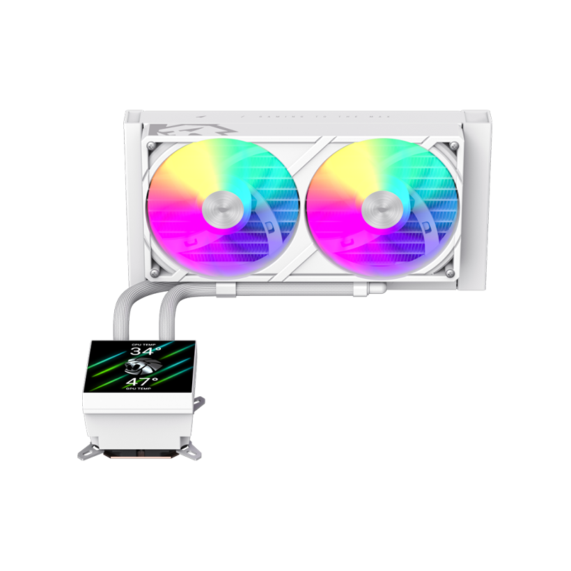 GameMax GLACIER 240 LCD WH RGB Liquid CPU Cooler – 240mm AIO with 3.95" LCD Display & 280W TDP Cooling