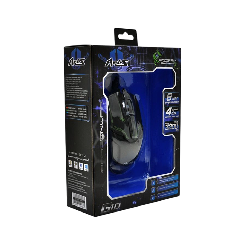 Dragon War G10 ARES GAMING MOUSE PROFESSIONAL GAMING MOUSE (Black)