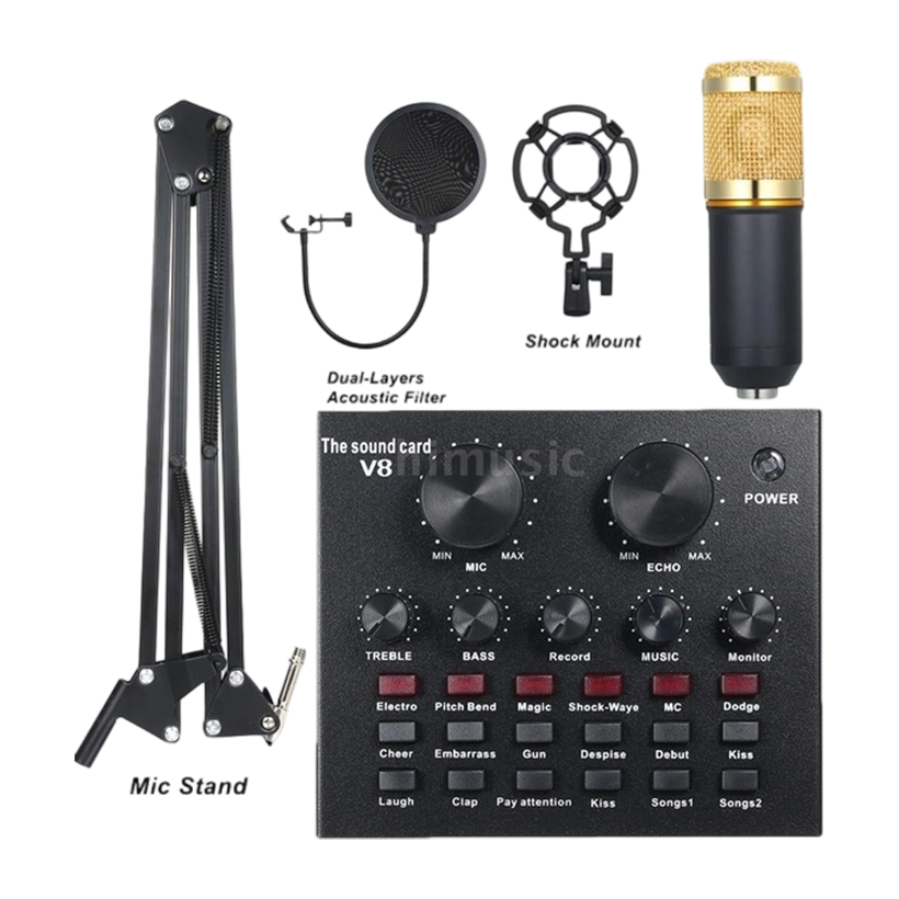 Condenser Mic V8 + BM800 Microphone with Mixer | V8_ BM_ 800