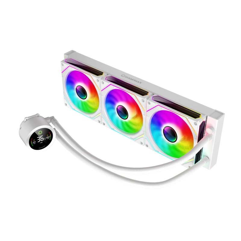 GameMax IceBurg 360 Digital WH Liquid CPU Cooler – 360mm White AIO with ARGB Sync, PWM Smart Control & 290W TDP High-Performance Cooling