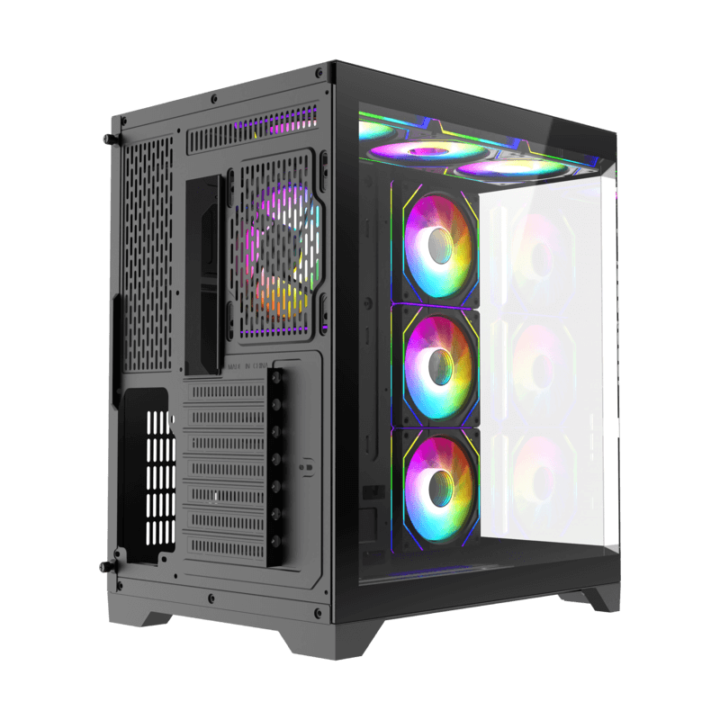 GameMax HYPE-A Black Case 270° Panoramic Triple Glass ARGB Gaming Chassis