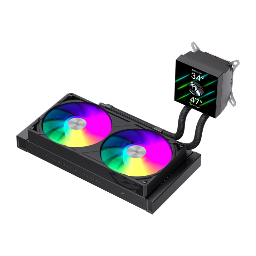 GameMax GLACIER 240 LCD BK RGB Liquid CPU Cooler – 240mm AIO with 3.95" LCD Display & 280W TDP Cooling