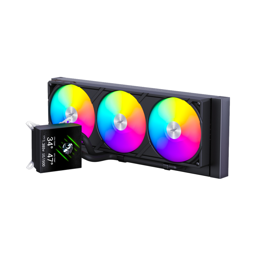 GameMax GLACIER 360 LCD BK RGB Liquid CPU Cooler – 360mm AIO with 3.95" LCD Display & 330W TDP Cooling