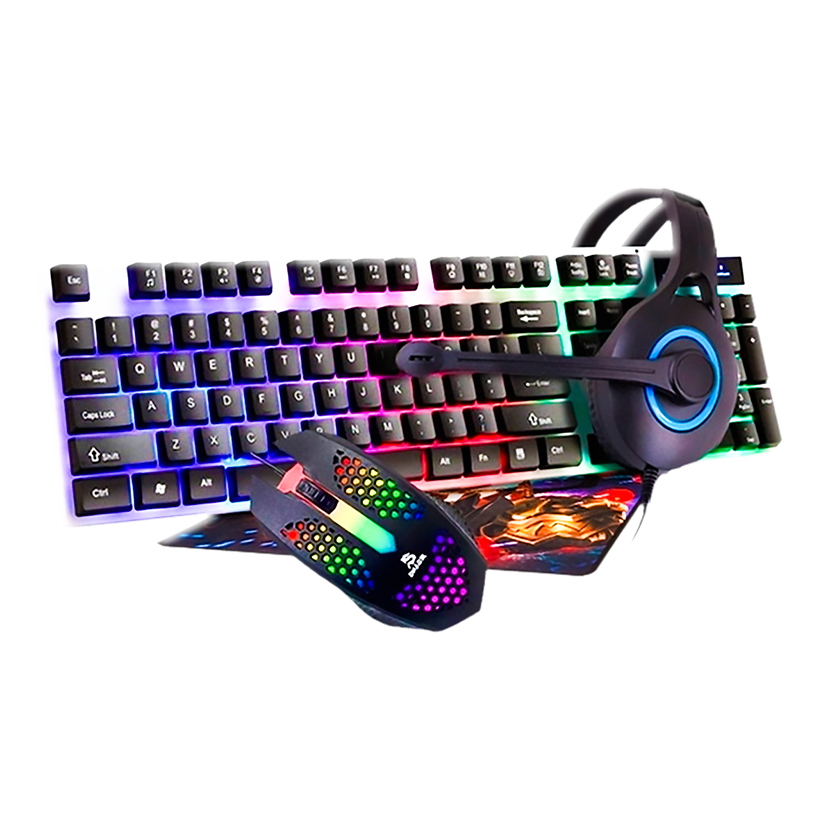 Jeqang JK-988 Kit 4 in 1 | Keyboard ,Mouse , Mousepad & Headset Wired RGB | JK988