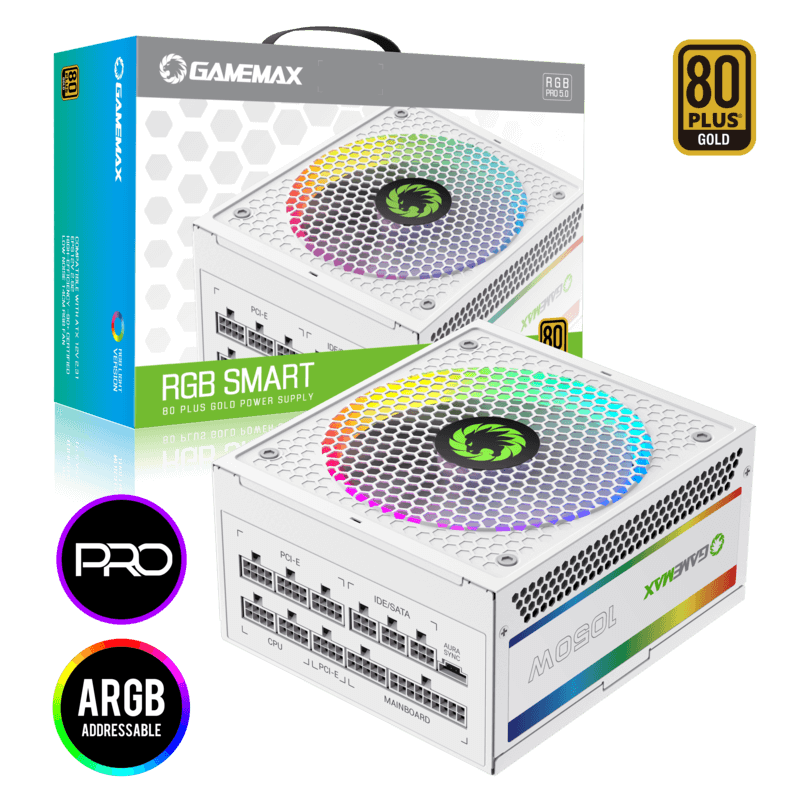 GameMax RGB 1050 PRO WT PSU Power Supply