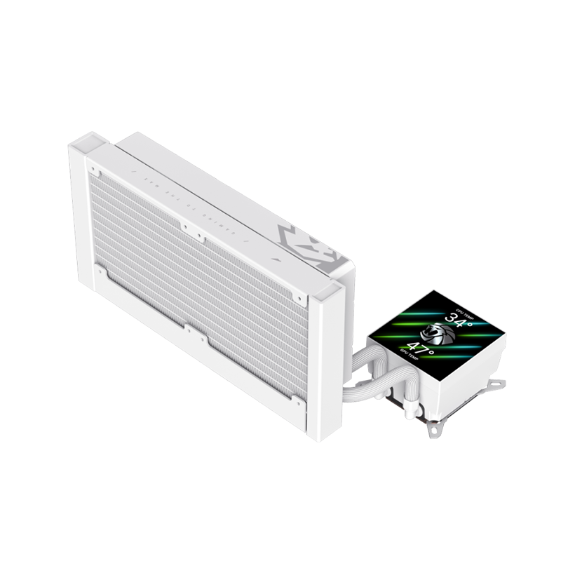 GameMax GLACIER 240 LCD WH RGB Liquid CPU Cooler – 240mm AIO with 3.95" LCD Display & 280W TDP Cooling