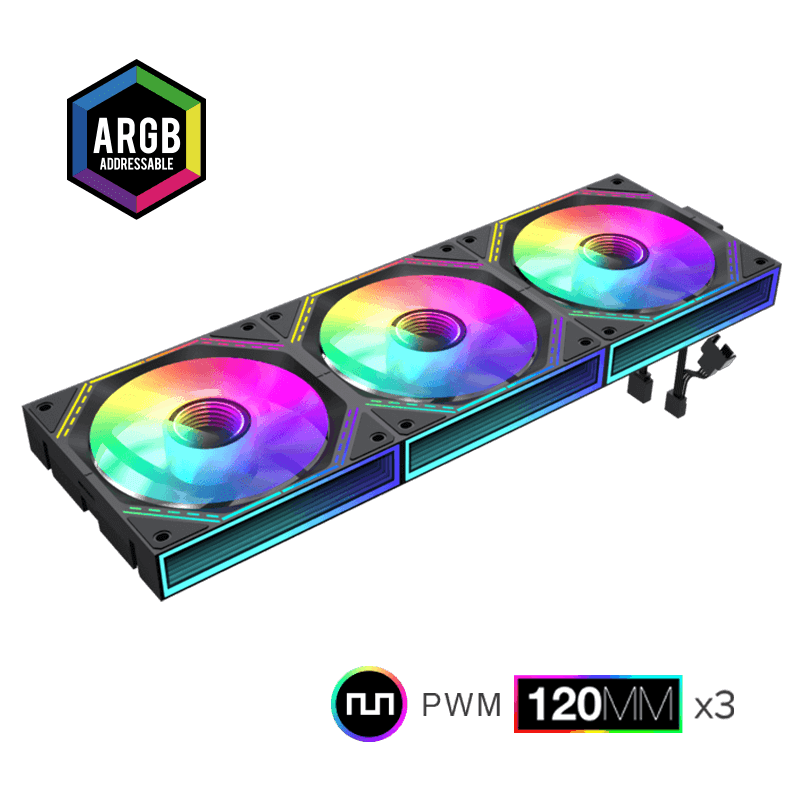 GameMax FN12A-S3I-B Air Fan (x3) | FN12A S3I Black
