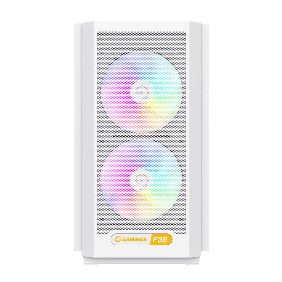 GameMax F36 WH Gaming Case | White Micro-ATX Airflow Tempered Glass Chassis | F36WH