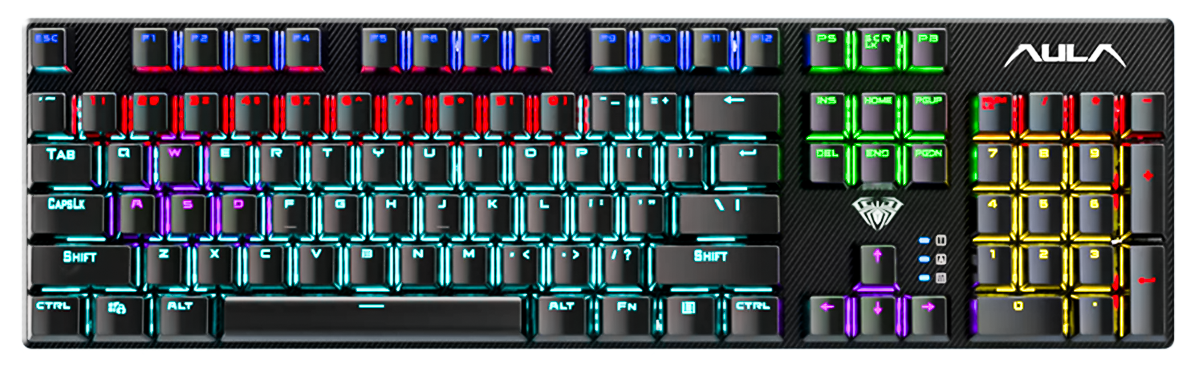 AULA S2022 Mechanical Gaming Keyboard – Rainbow Backlit Blue Switch Keyboard | S 2022