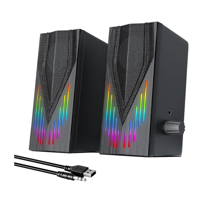 Speaker E-1065 RGB Desktop Speaker Stereo Sound (USB Power / AUX 3.5mm Audio) | 1065